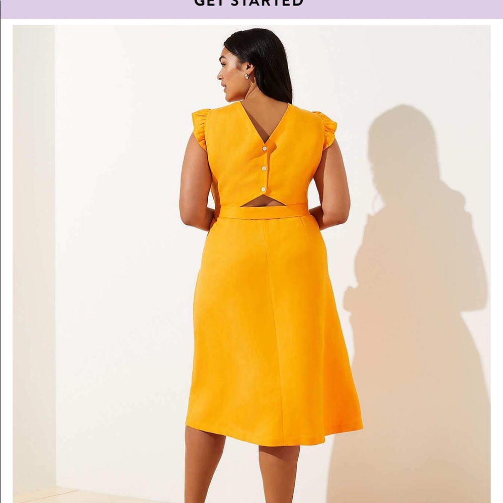 LOFT Plus Cutout Button Back Midi Dress